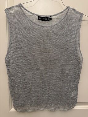 Lioness Silver Metallic Knit Tank Top